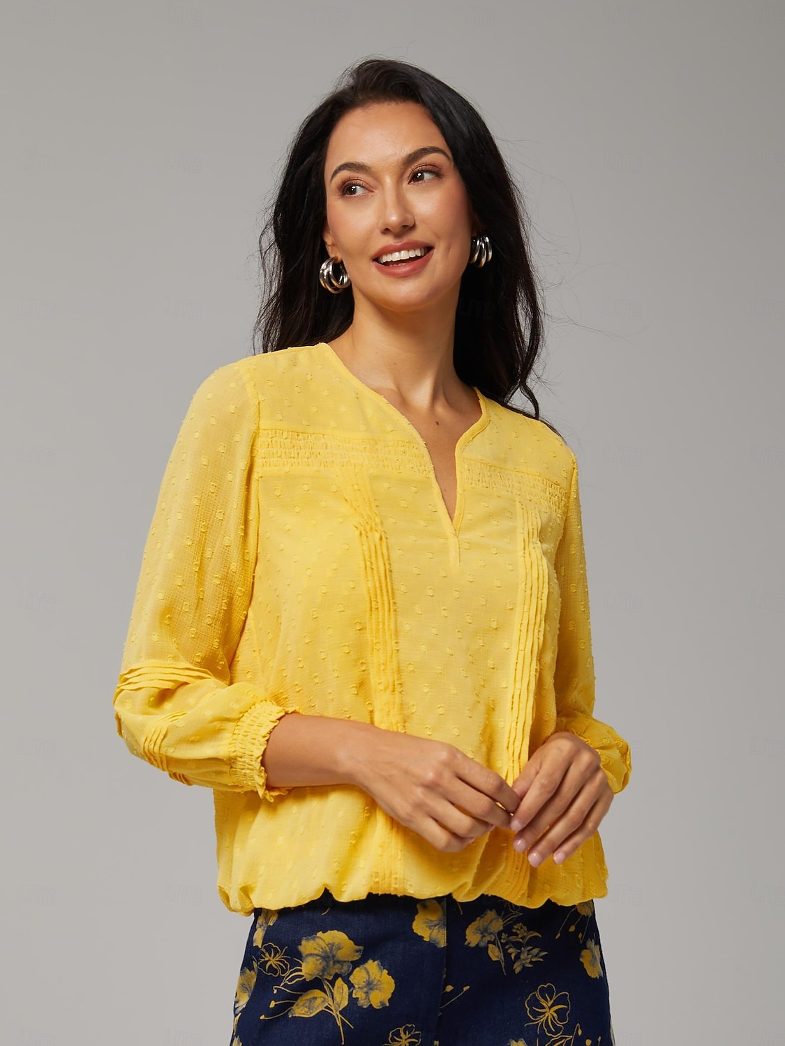 Top de gasa de doble capa con lunares de vacaciones 2026 - $20.99 –P7