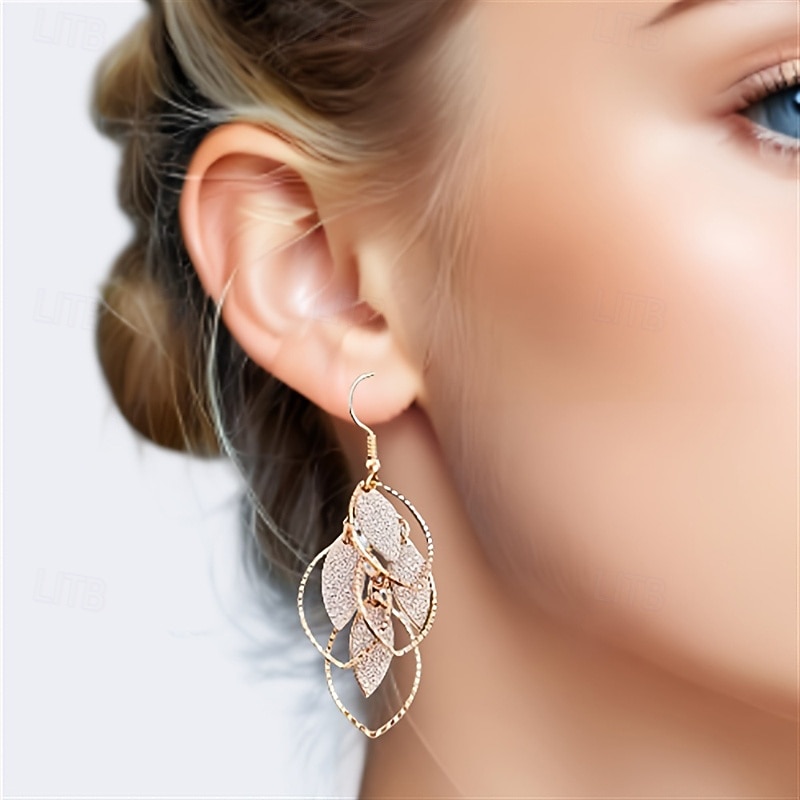 1 par Brinco For Mulheres Rua Diário Encontro Liga Vazado Formato de Folha de 2026 por $13.49 –P1