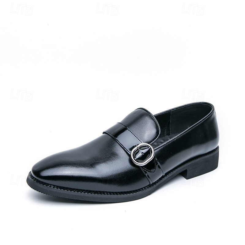 Sapatos masculinos de couro envernizado rosa com fivela e detalhes em preto - sapatos sociais modernos para eventos sofisticados e casamentos. de 2026 por $46.99 –P2