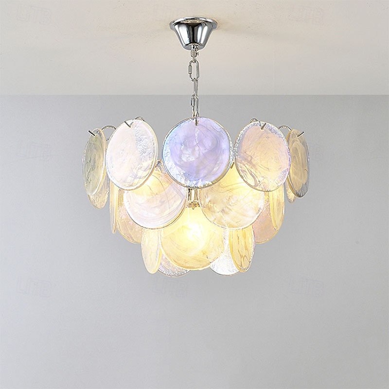 lustres de discos de vidro de Murano branco e roxo de 2026 por $746.17 –P6