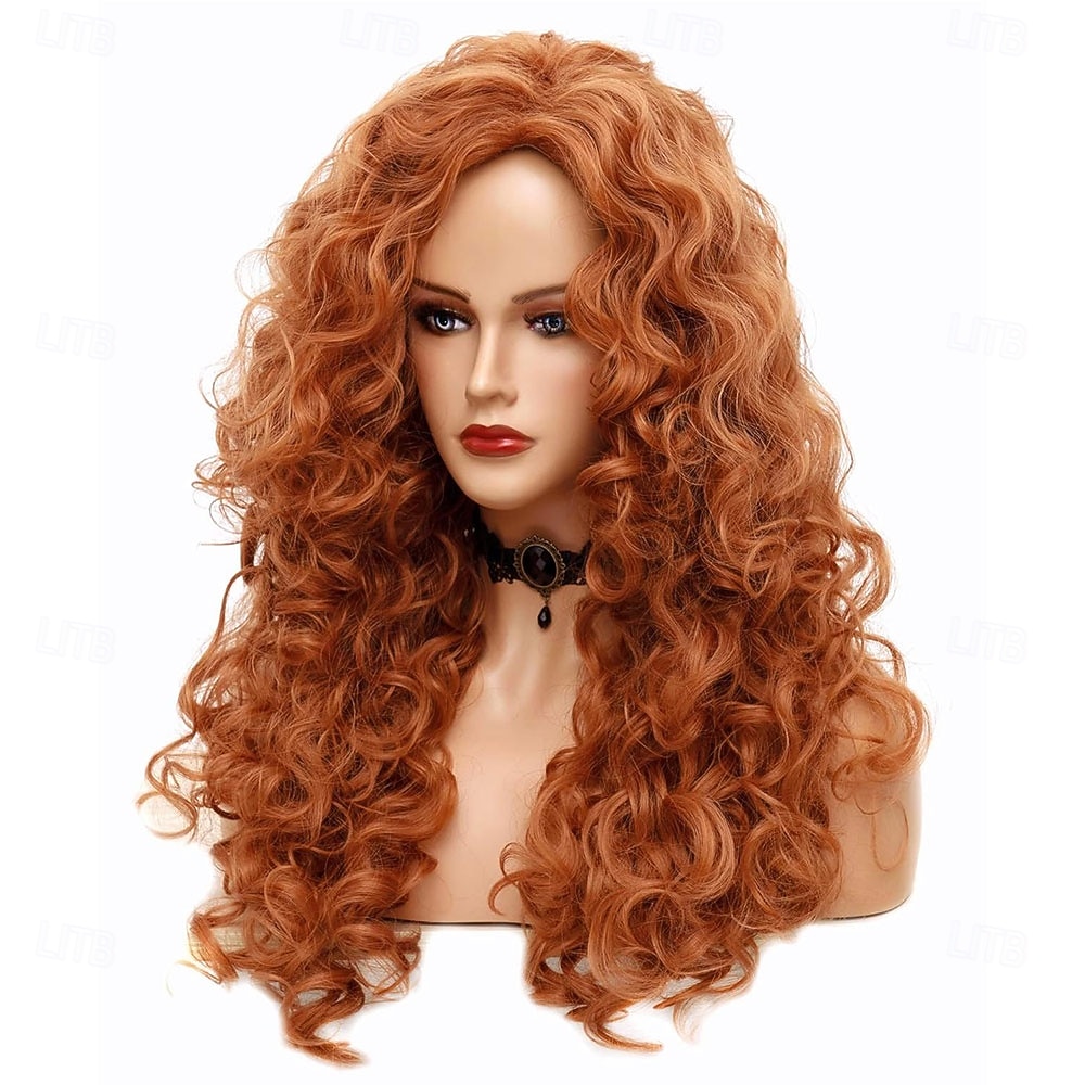 Peruca longa e ondulada de 71 cm (28 polegadas), cabelo sintético crespo e cacheado, cor vermelho-cobre natural, para mulheres. de 2026 por $21.99 –P4