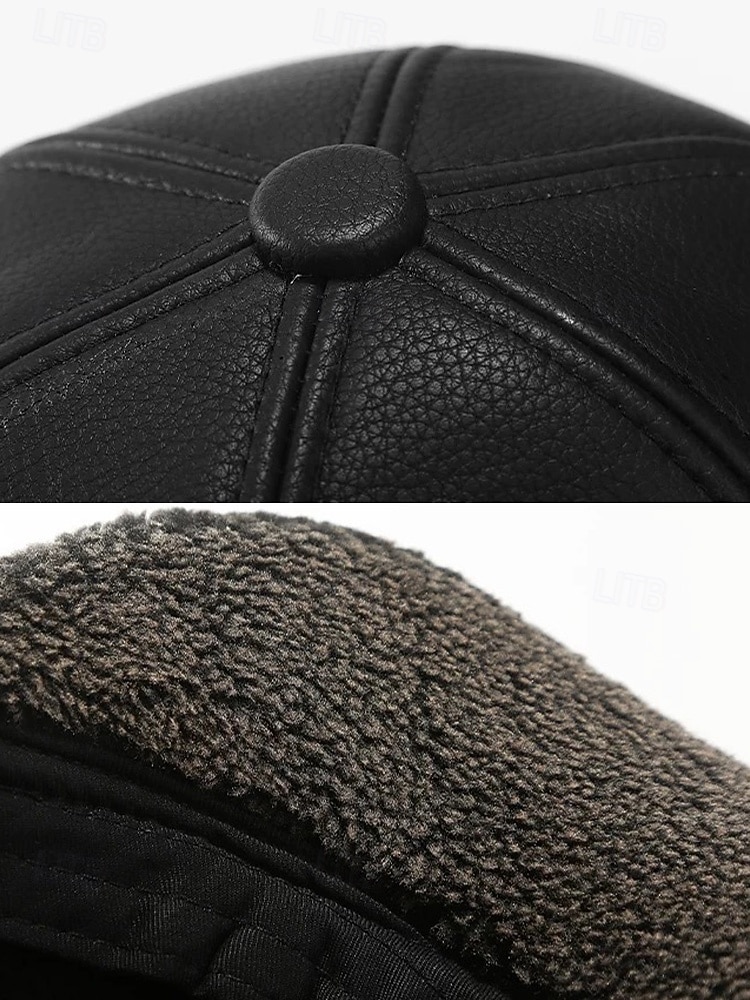 Wintermütze für Herren aus Kunstleder – isoliert mit flauschigen Fellohren, stylischer Fliegerstil, ideal für kaltes Wetter und Outdoor-Aktivitäten. 2026 - $11.99 –P7