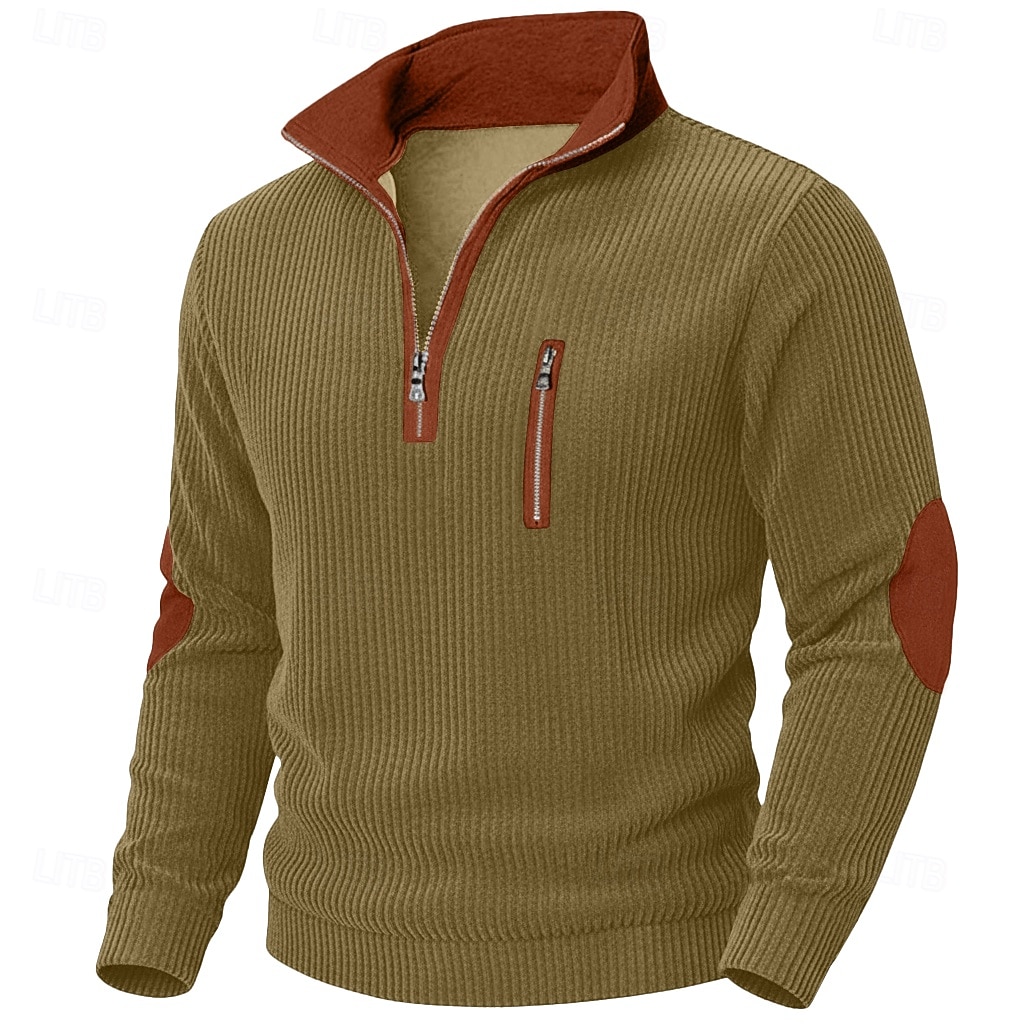 Hombre Camisa de Pana Camiseta superior Camisa de manga larga Camisas de hombre con coderas Manga Larga Cuello Alto Zip Otoño invierno Otoño Bloque de color Diario Casual Estilo callejero Cremallera 2026 - $25.99 –P3
