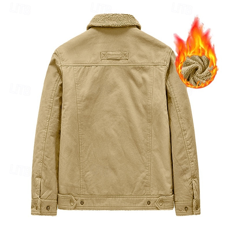 Herren Fleecejacke Cargo-Jacke Arbeitsjacke Formell Heim Windjacke Langlebig Tasche Fleecekragen Herbst Winter Einfarbig Aktiv Vintage Kragen Regulär Marineblau Dunkelgrün Khaki Jacken 2026 - $60.99 –P7