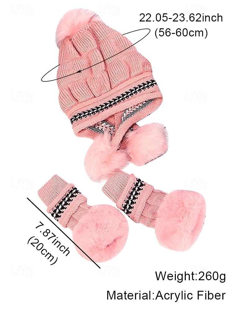 Женский рождественский вязаный комплект шапки и перчаток, доступен в нескольких цветах, уютный и стильный, идеально подходит для зимнего отдыха на свежем воздухе и в качестве подарка к праздникам 2026 - $18.99 –P5