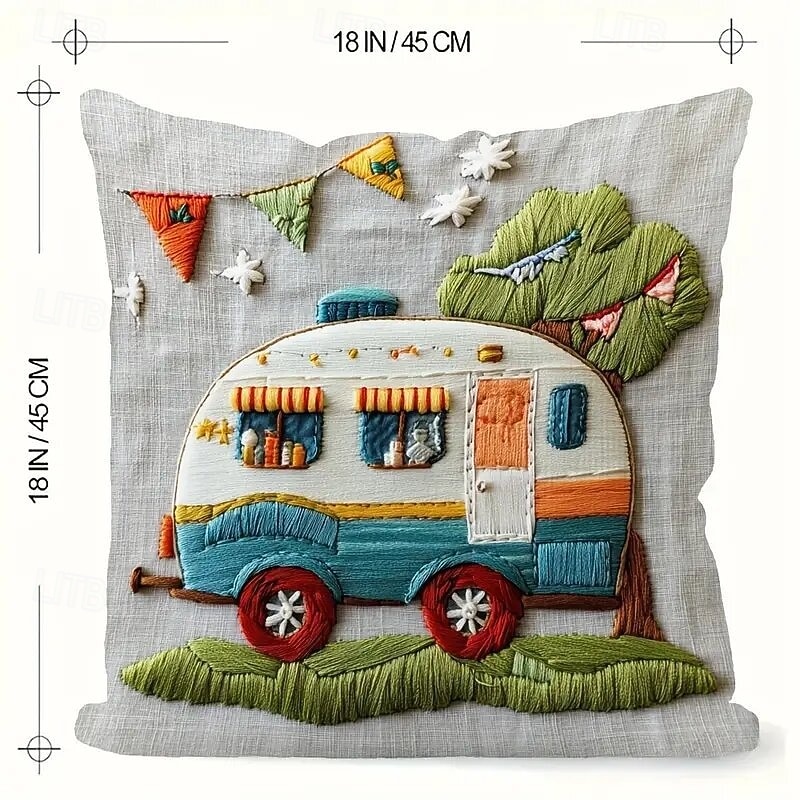 2D plochý tisk vintage stan povlak na polštář digitálním potiskem dekorativní polštář na pohovku, ložnici, obývací pokoj, bytové dekorace 2026 - $9.99 –P2