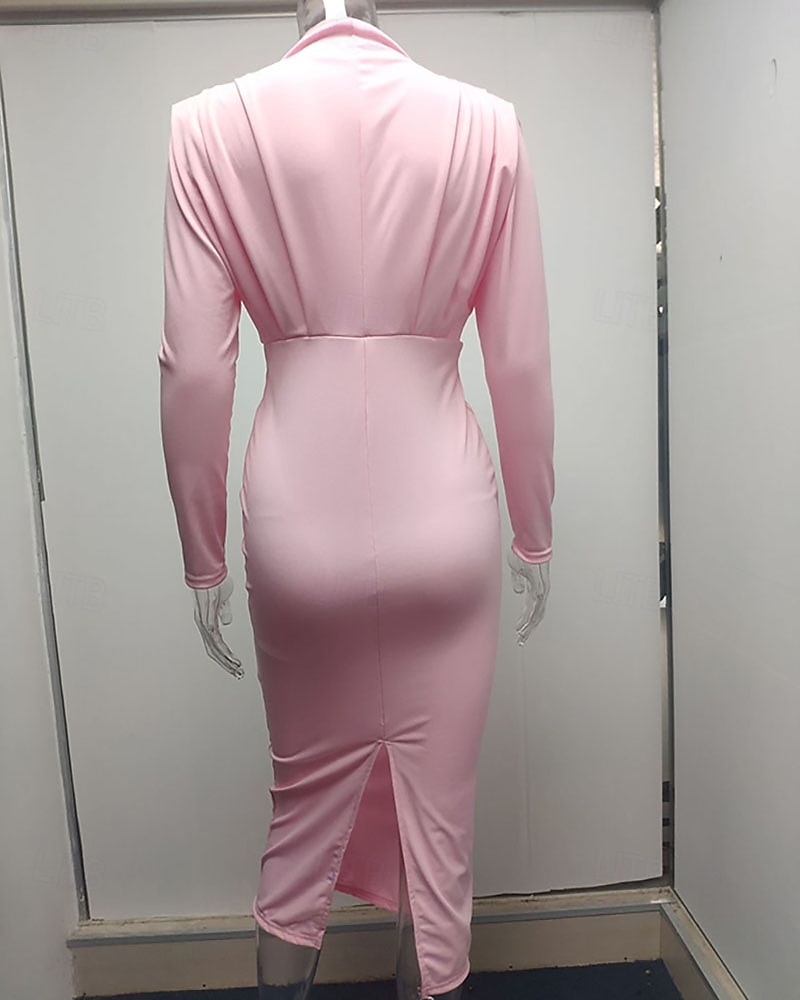 Damen Midikleid schwarzes kleid Elegant Mode Modern Täglich Ausgehen Wochenende Normale Passform Einfach Langarm Hoher Ausschnitt Schwarz Rosa Wein Dunkelblau Frühling Herbst Winter 2026 - $22.99 –P9