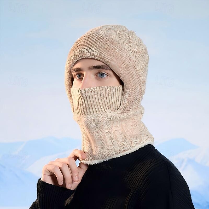 3-в-1 шапка-бини, утеплитель для шеи и лица, зимняя шапка-шарф, многофункциональная вязаная шапка для мужчин, для езды на велосипеде, теплая, с флисовой подкладкой, для защиты ушей, для холодной погоды 2026 - $17.99 –P4