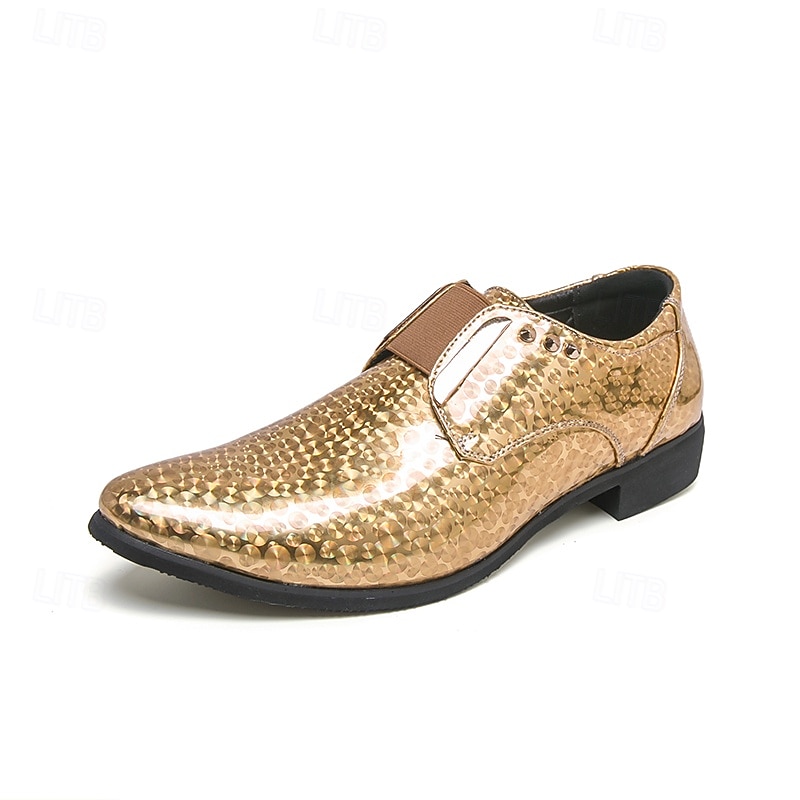 Men's Blue Patent Leather Crocodile Print Slip-on Shoes - Elegant Formal Footwear for Business and Evening Gatherings and Weddings 2026 - $54.99 –P1
