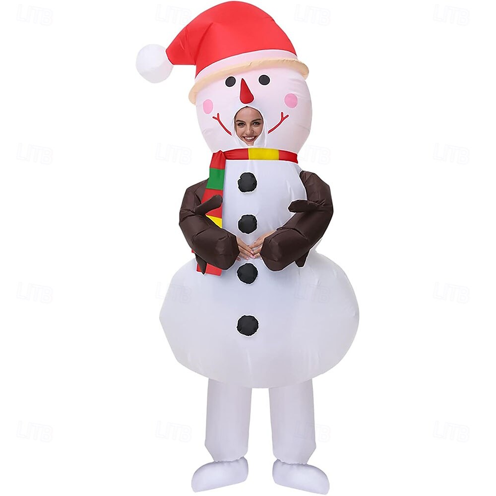 Snowman Inflatable Christmas Costume Blow up Men's Women's Novelty Funny Adults Christmas New Year Performance Party Onesie 2025 - $75.99 –P4