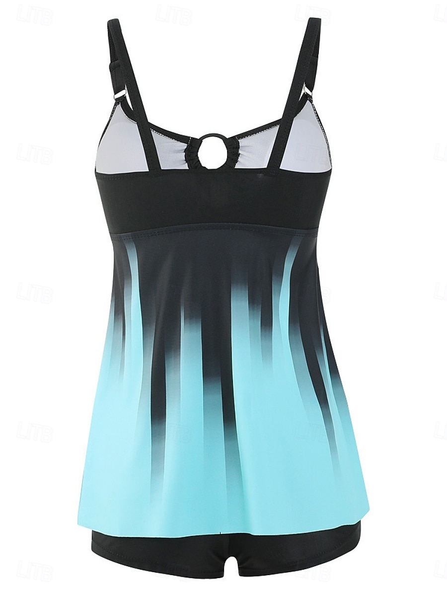 2026年 ウィメンズ タンキニ 2ピース 水着 ショーツ お腹引き締め ハイウエスト スリム バックレス バケーション ビーチウェア グラデーション Uネック ノースリーブ 水着  コレクション – $29.99 –P7