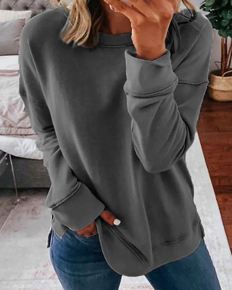 Damen Bluse Patchwork Einfach Vintage Stilvoll Langarm Rundhalsausschnitt Normale Oberteile Täglich Ferien Ausgehen Schwarz Grün Dunkelgray Herbst Winter 2026 - $21.99 –P1