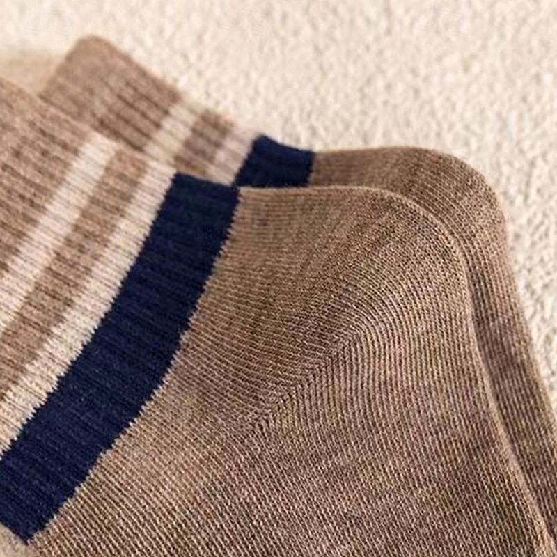 Муж. 7 пар Носки Носки для бега Повседневные носки Синий Черный Цвет Полоски на открытом воздухе Отпуск На каждый день Средней плотности Весна Осень Мода Уличный стиль 2026 - $6.99 –P9