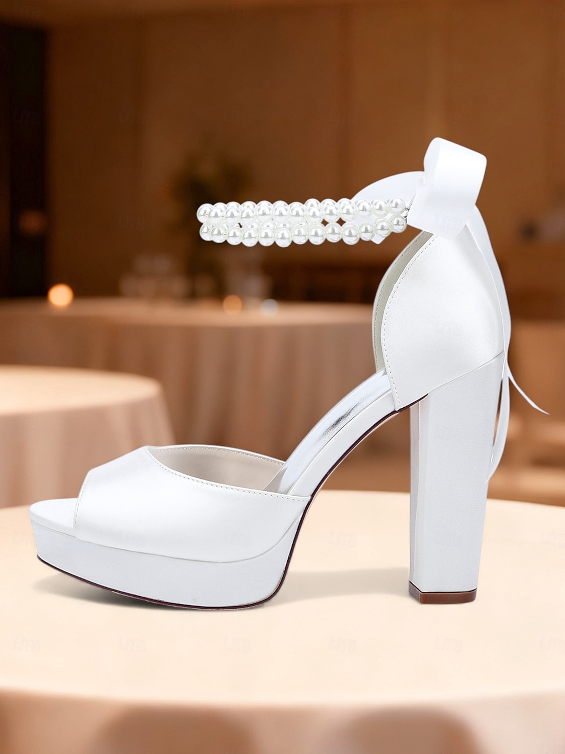 Sandálias femininas de salto alto plataforma em cetim roxo com tira de pérolas no tornozelo - sapatos de festa glamorosos de bico aberto para eventos noturnos, casamentos e coquetéis. de 2026 por $64.99 –P2