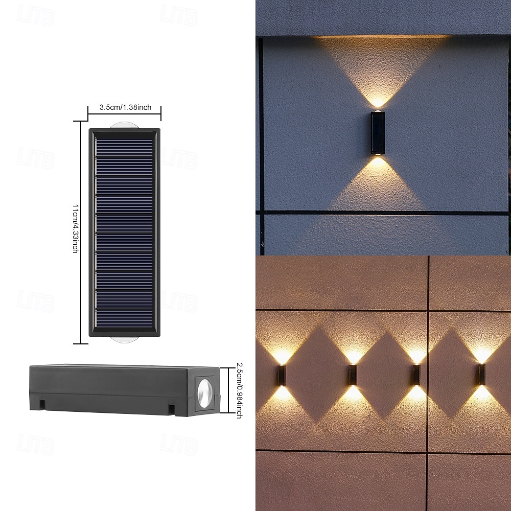 Conjunto de 4 luminárias solares de parede para exterior, à prova d'água, para pátio, jardim, varanda, cerca ou alpendre, ideais para decoração de Natal e feriados. de 2026 por $32.99 –P16