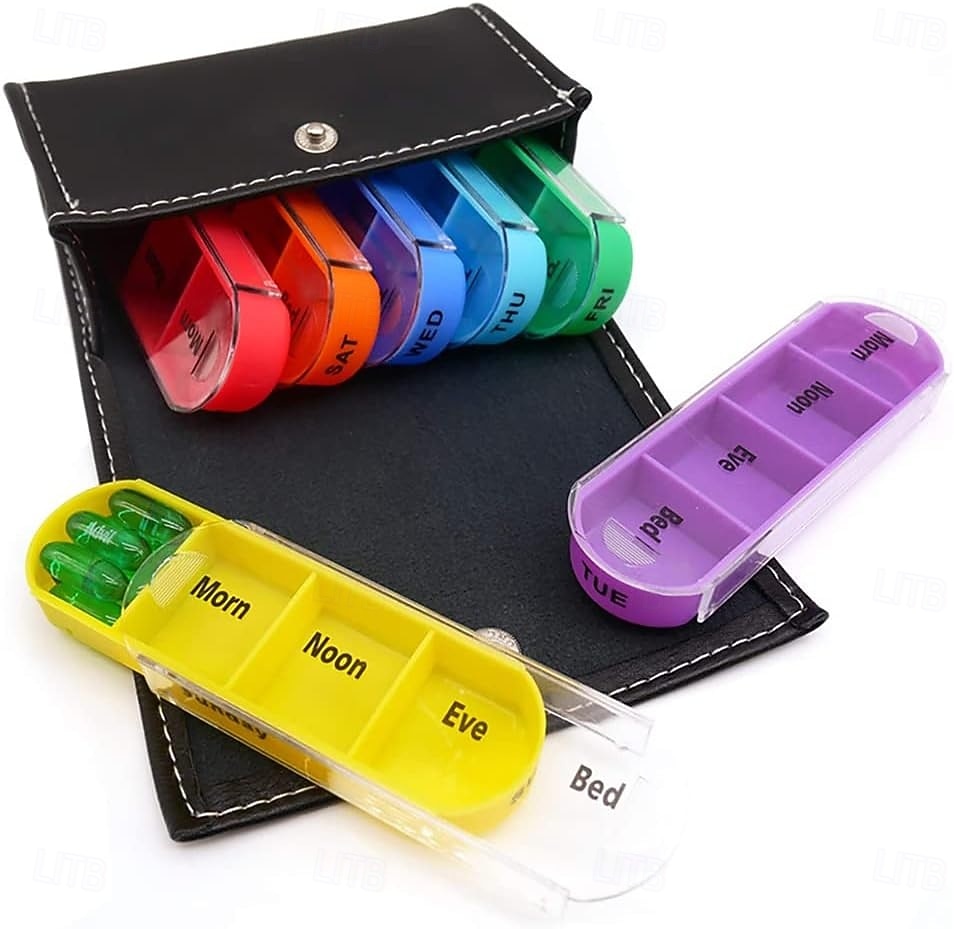 Еженедельный органайзер для таблеток, 4 раза в день, полиуретановые пакеты, 7 дней, утро, день, вечер, портативный для лекарств, витаминов, рыбьего жира, влагонепроницаемых лекарств 2026 - $15.99 –P7