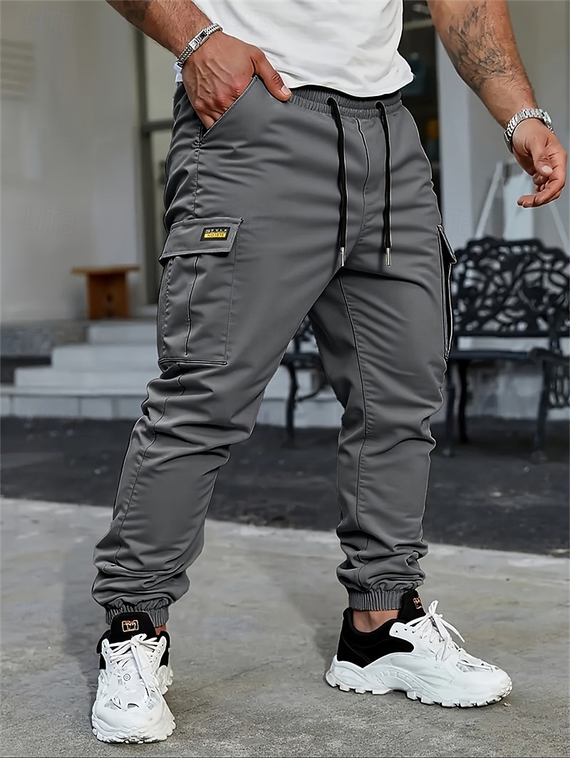 Per uomo Pantaloni Cargo Pantaloni Coulisse Multi-tasche Semplice Indossabile All'aperto Quotidiano Campeggio & Escursionismo Moda Classico Nero Verde militare del 2026 a $24.99 –P9