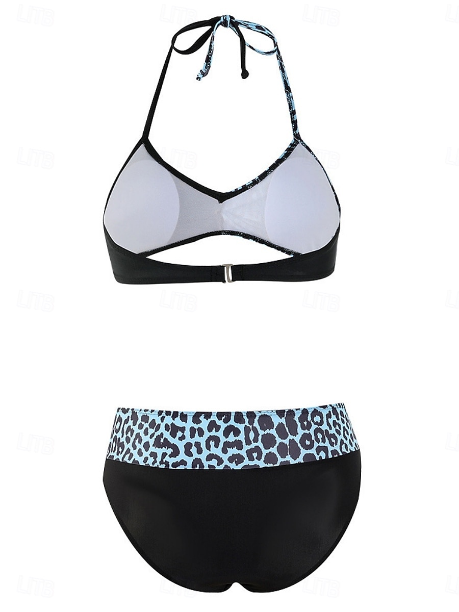 Kvinnors Tankini 2-delad baddräkt med fräck midjekontroll hög midja slank rygglös semester strandkläder halterneck ärmlös baddräkt 2026 - $19.99 –P4