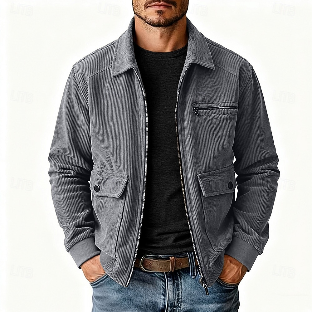 Per uomo Giacca Leggera Giacca in Velluto a Coste Giacca Casual Giacca da Lavoro Vacanza Casuale Traspirante Tasca Primavera Autunno Inverno Semplice Moda Classico Bavero Regolare Nero Cachi Verde del 2026 a $59.99 –P3