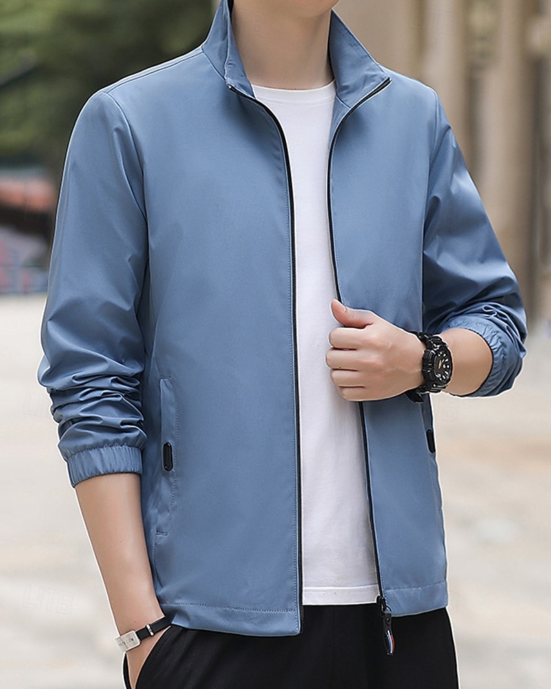 Homme Couleur Unie Veste zippée blouson aviateur Manteaux décontractés Printemps & Automne avec poches manche longue Athleisure Imperméable Léger Salle de sport Randonnée Course Entraînement Noir de 2026 ? $28.99 –P3