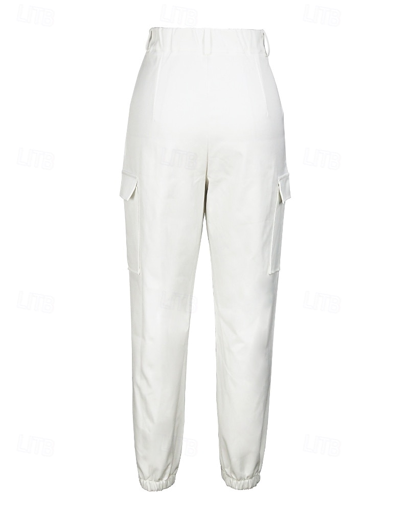 Femmes Pantalons Cargo Chinos Streetwear Occasionnel Longueur complète Taille moyenne Uni Avec Poches Taille Élastique Confortable Non Elastique Quotidien Extérieur Vacances Blanche Été Printemps de 2026 ? $36.99 –P6