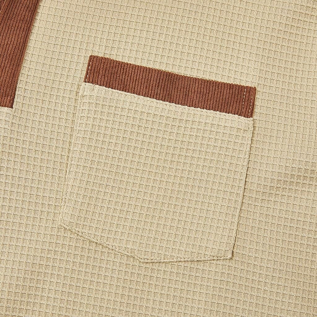 Herre Vaffel T-skjorte T skjorte Vaffel Henley-skjorte Langermet Polokrage Genser Quarter Zip Høst vinter Helfarge Fargeblokk Tradisjonell / vintage Fritid Lapper Fargeblokk Avslappet Hjem utendørs 2026 - $26.99 –P12