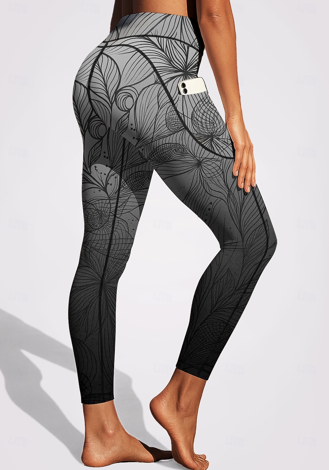 Damen Pilates-Leggings Fitnesshose Lässige Leggings Taschen Stempelsteuer Patchwork Pilates Fitnessstudio Fitnesstraining Hosen Strumpfhosen Leggings Blumenmuster Farbverläufe Abstrakt Dunkelgrau 2026 - $20.99 –P1