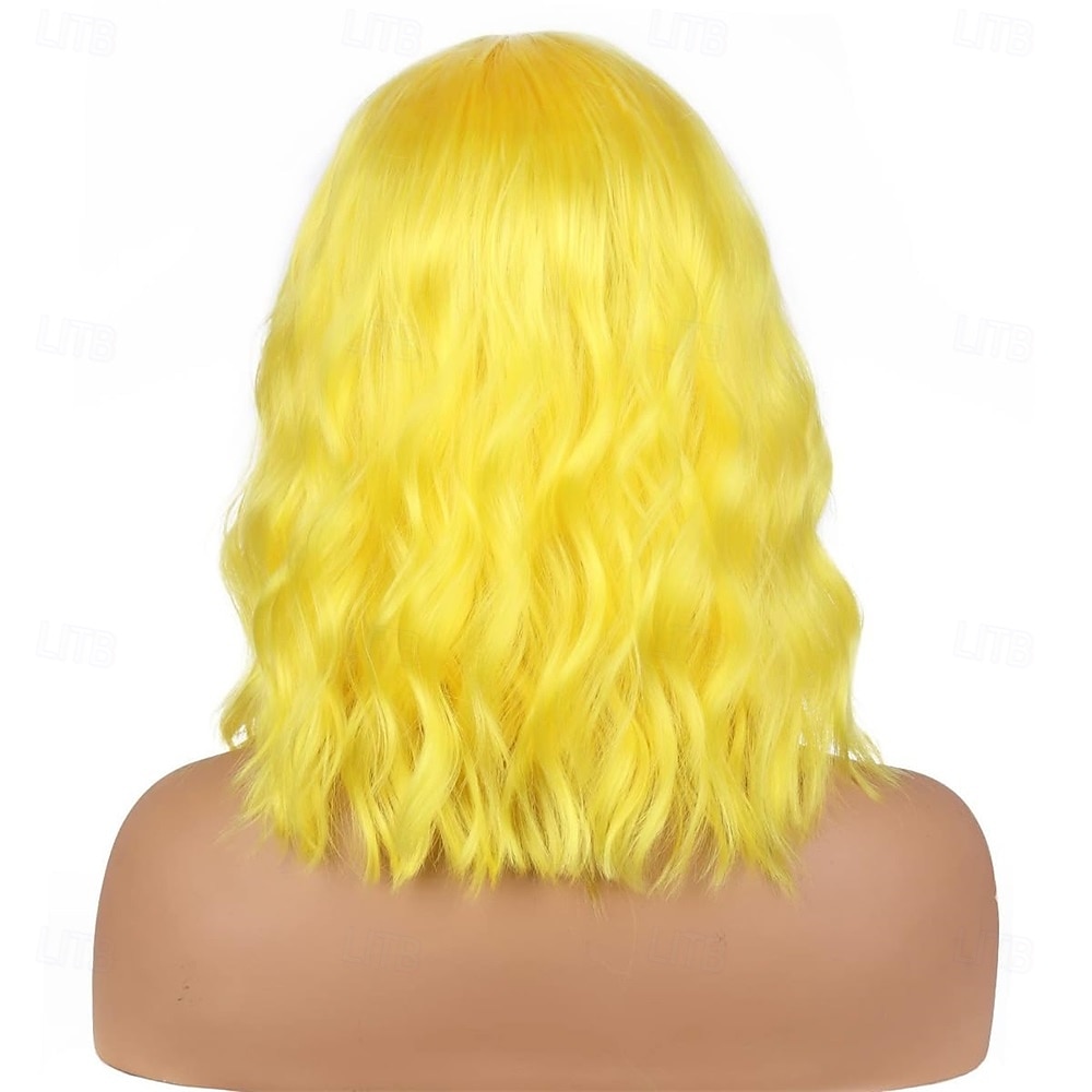 Carnival Wig 2026 Yellow Curly Short Synthetic Festival Wig Mardi Gras Parade Cosplay Costume Hair for Women 2026 - $21.99 –P4