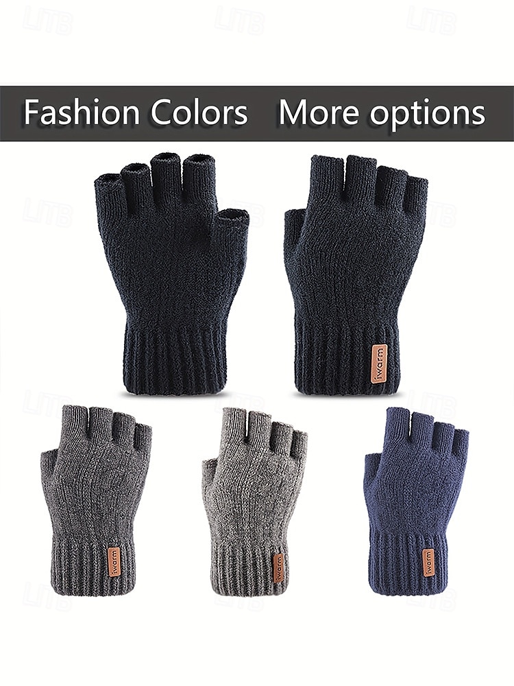 Vingerloze handschoenen voor heren - comfortabel gebreid ontwerp, meerdere kleuren, warm en stijlvol winteraccessoire voor dagelijks gebruik, kantoor en buitenactiviteiten 2026 - $9.99 –P4