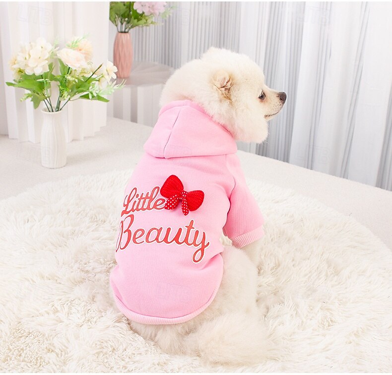 Small Dog Pink Hoodie - Little Beauty Pet Sweatshirt with Bow Accent - Great Gift for Dogs 2026 - $13.99 –P1