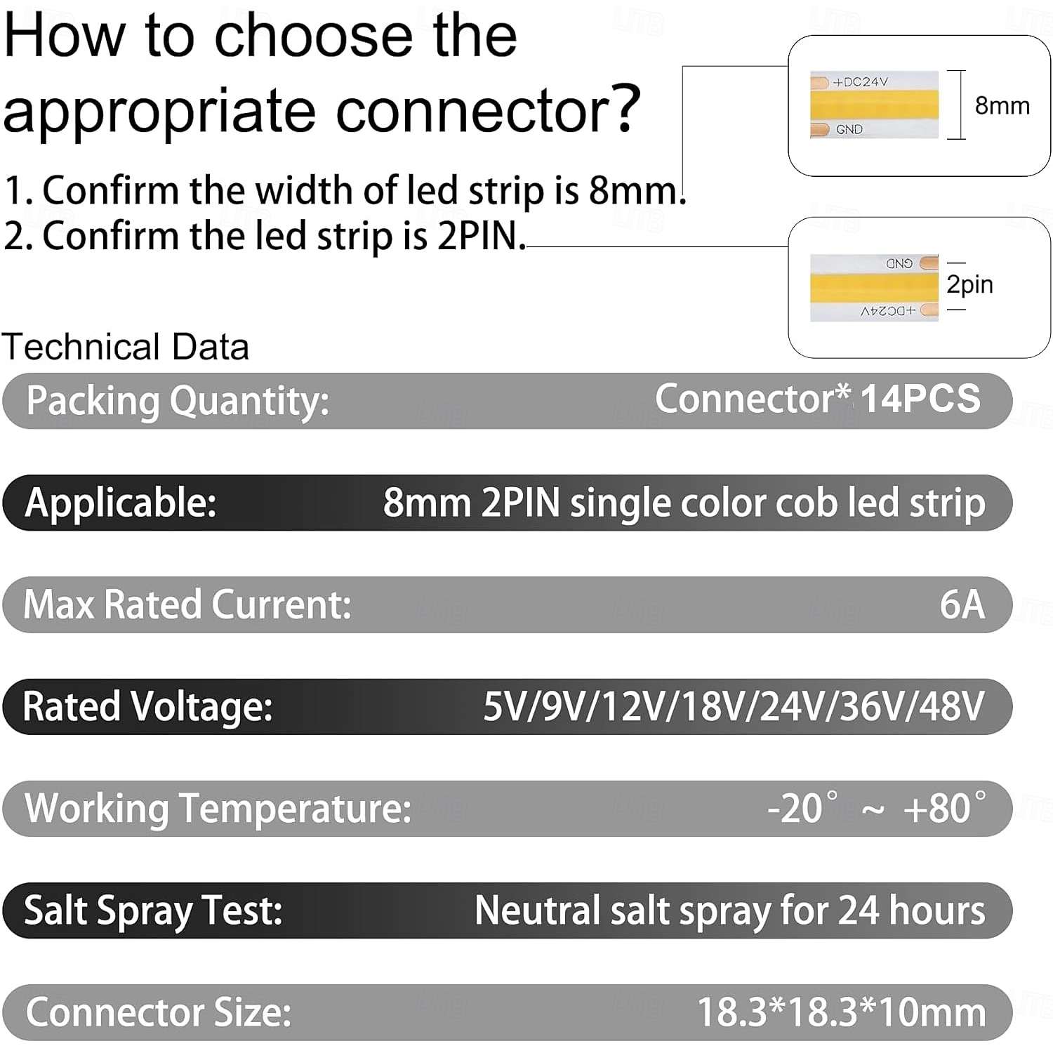 2026年 DIY FCOB COB SMD 8mm 10mm 0.31インチ コネクタキット 透明コネクタ14個、長さ15cmの20AWG延長ワイヤ5個、配線なしギャップレスはんだレスFCOB 2ピン単色ストリップコーナー接続用  コレクション – $30.99 –P2