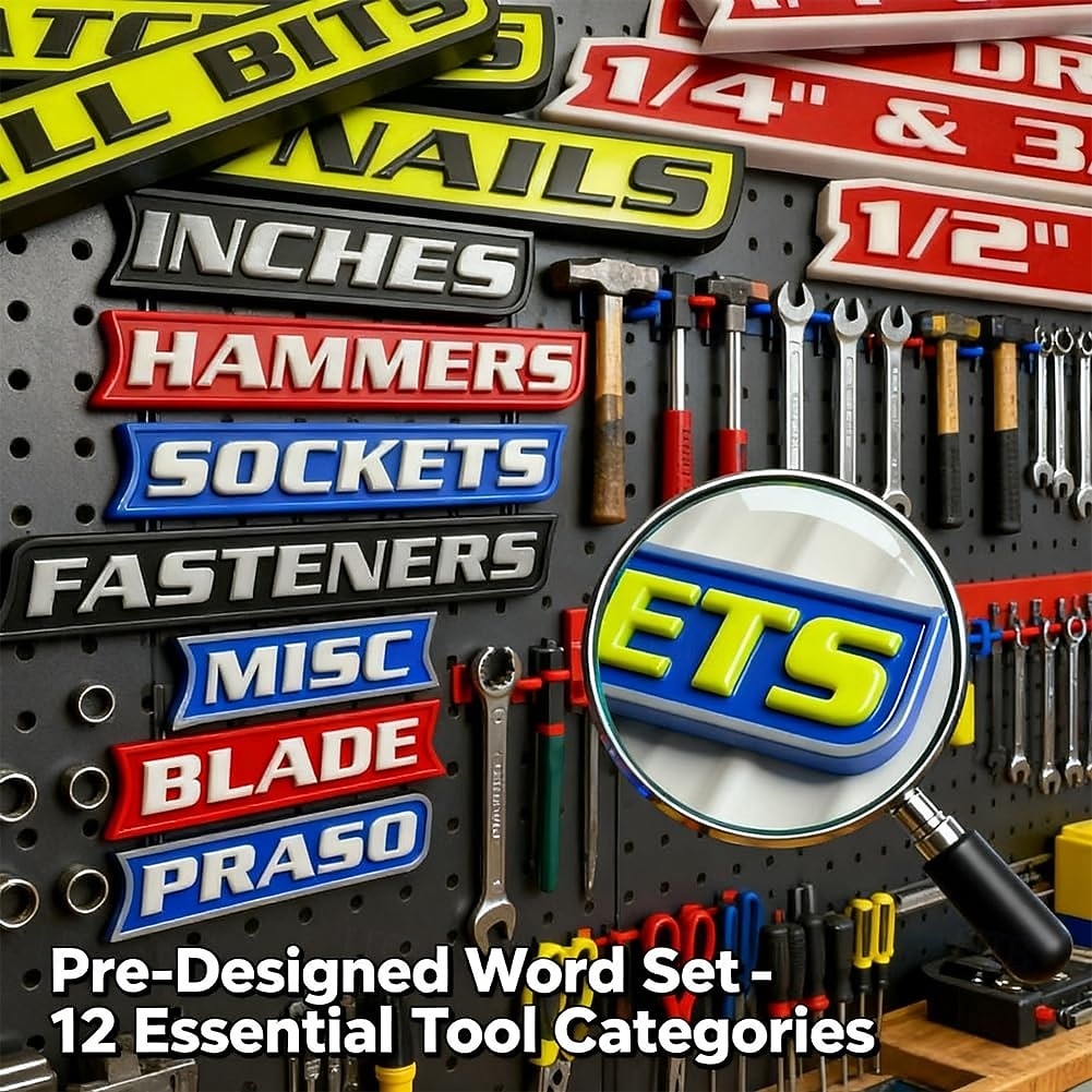 12 kappaleen pakkaus magneettisia työkalupakkietikettejä, 3D-tulostettuja työkalupakkietikettejä, yleisiä työkalupakkien järjestelytarvikkeita, uudelleenkäytettäviä etikettejä teräksisille 2026 - $15.99 –P4