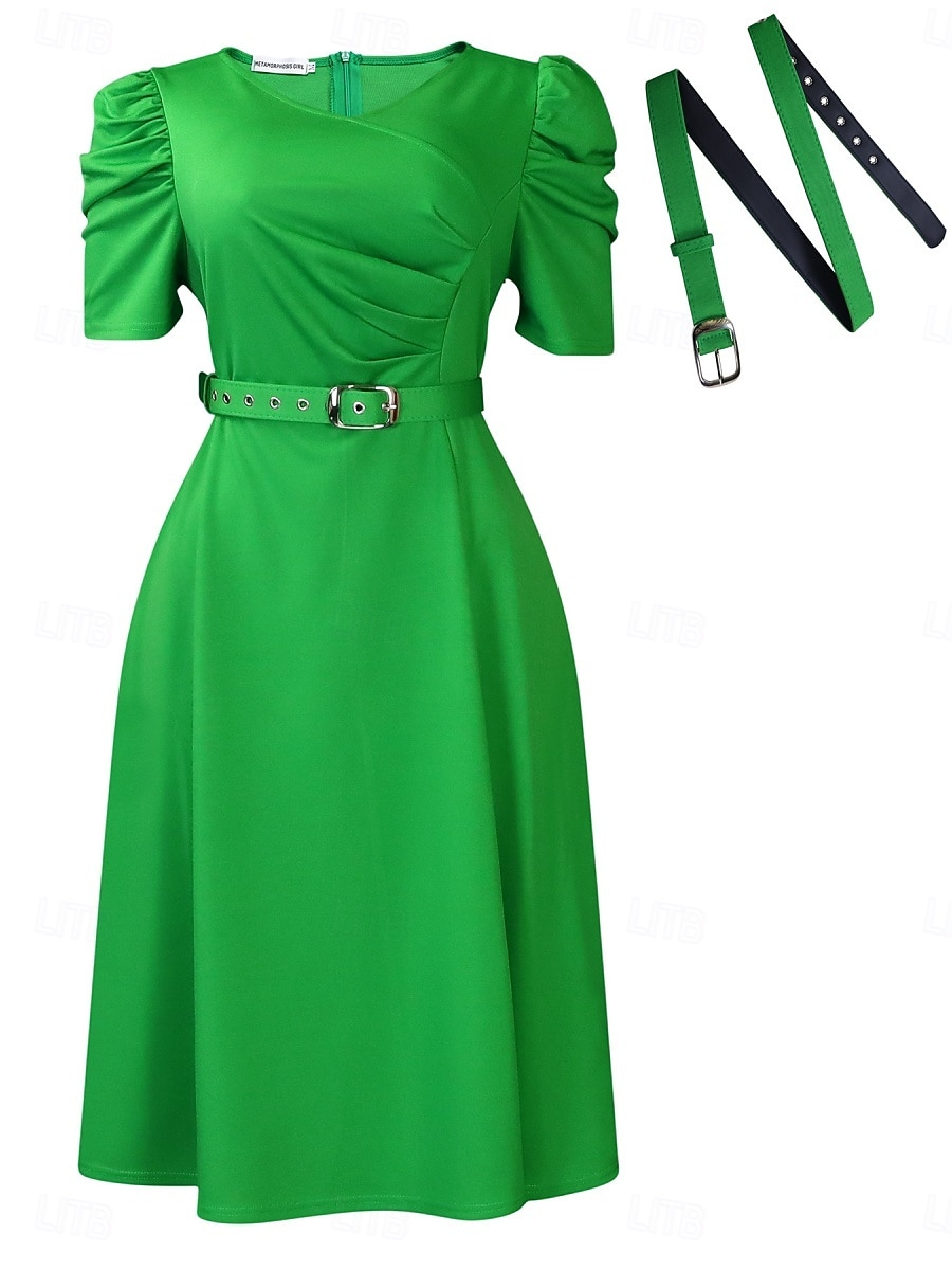 نسائي فستان ميدي فستان اسود فستان الحفلة أنيق موضة الحديث المكتب حفلة كوكتيل عادي سهل كم قصير V رقبة أزرق أسود أحمر أخضر الربيع الخريف الشتاء 2026 - $39.99 –P8