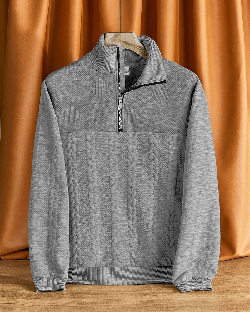 Homme Sweat-shirt Pull Sweat-shirt quart de fermeture éclair Noir Blanche bleu marine Kaki Gris Demi-zip Uni Jacquard Sport & Loisir Occasionnel Quotidien Streetwear Basique Occasionnel Automne Hiver de 2026 ? $30.99 –P2
