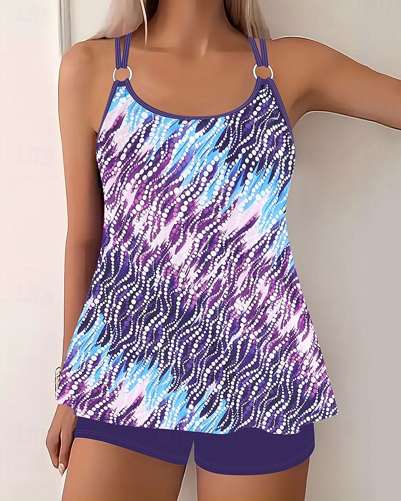 Femmes Maillots de Bain 2 pièces Shorts Maillot de bain Dos nu Vacances Tenues de plage Fleuri Graphique Col rond Sans manches Maillots de bain de 2026 ? $28.99 –P7