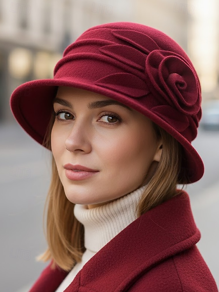 Naisten villainen talvipipo kukkakuviolla, useita värejä, mukava ja tyylikäs jouluun ja kylmään säähän 2026 - $19.99 –P1