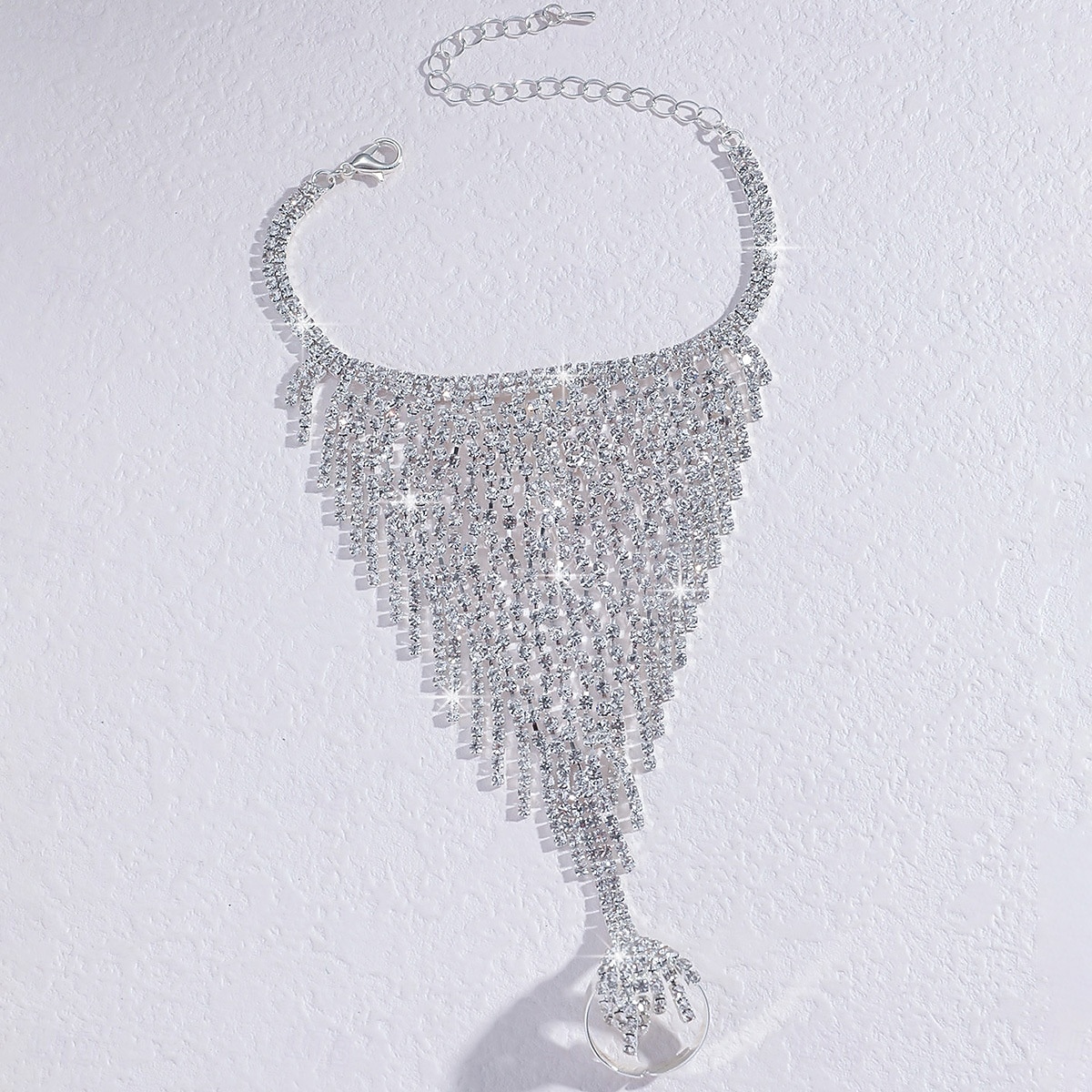 Brățară de mână pentru femei cu franjuri strălucitoare și strasuri - bijuterii de lux cu manșetă din plasă pentru petreceri, evenimente de seară &ocazii speciale 2026 - $11.99 –P5