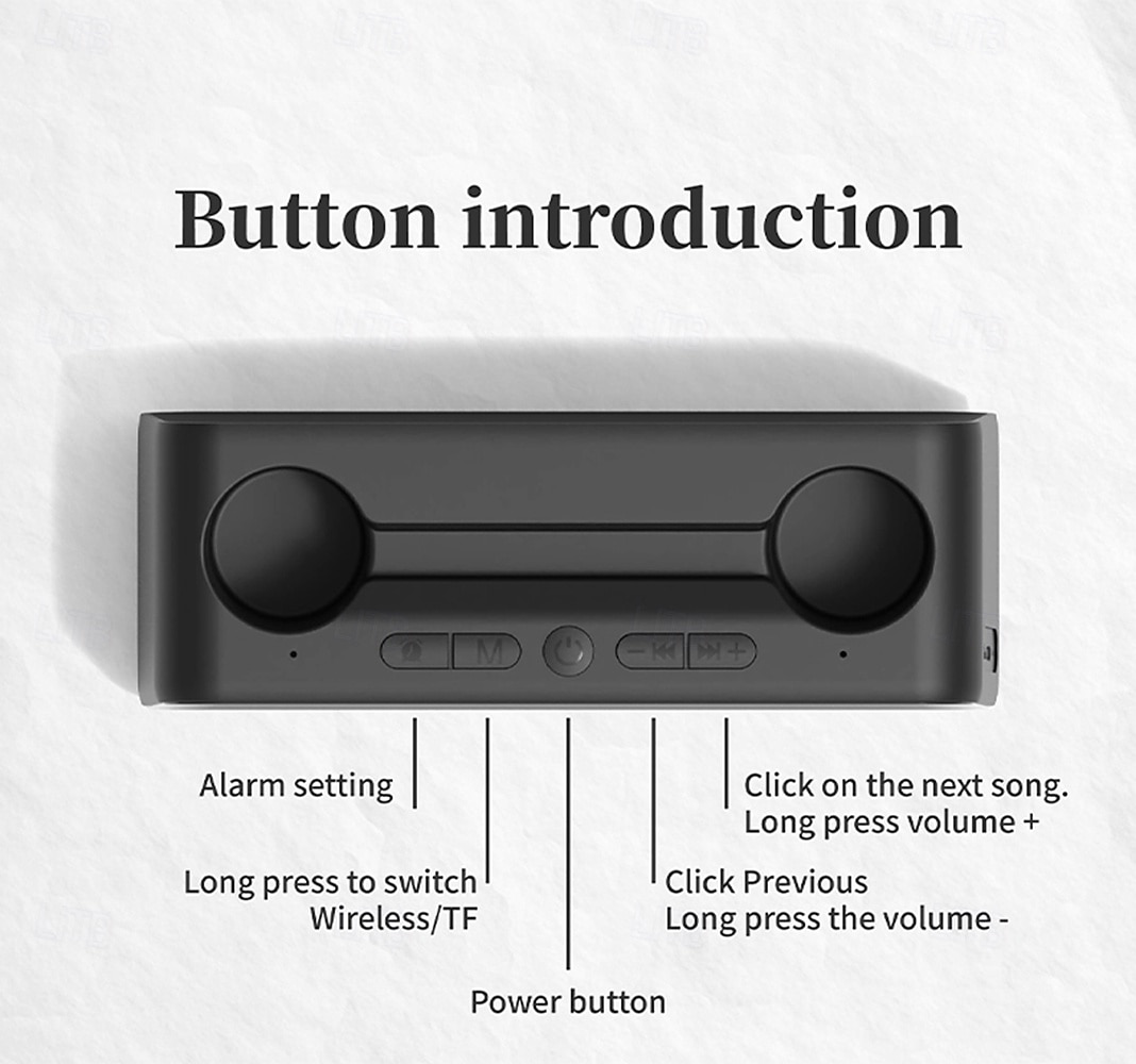 K3  Portable Wireless Speaker and Alarm Clock Bass 40-Hour Battery Life Dual-Mode Phone Stand/Bracket TF Card Player -C Dual Speakers Low Power Mode Compatible with Mobile Devices - Black/Whi 2025 - $25.99 –P9