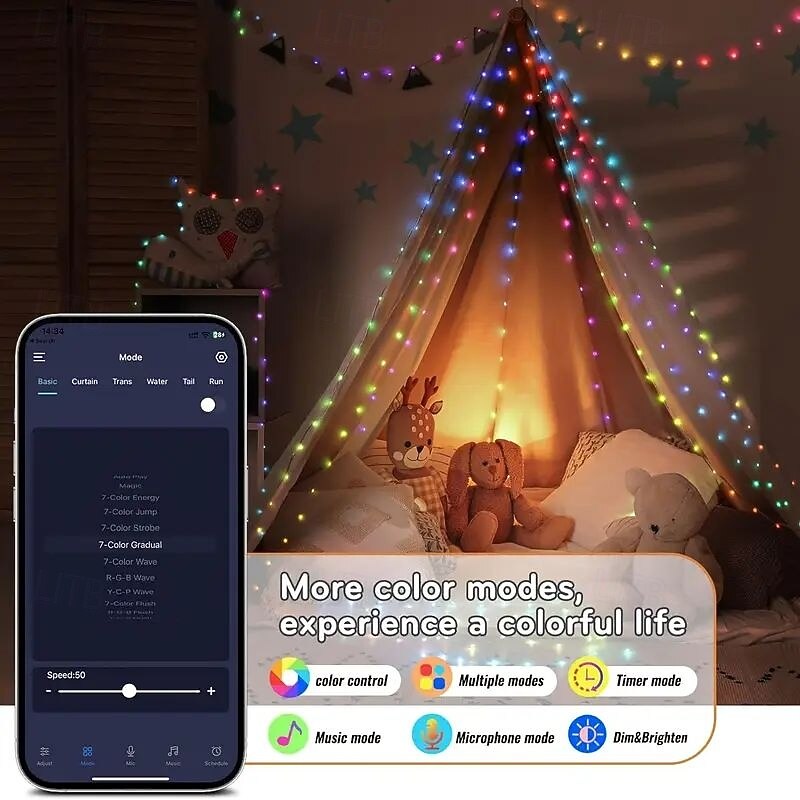 Smart Remote Control LED Fairy String Lights Support App Control USB Power Supply 200/100/50 LEDs Music Synchronization RGB Color Changing forWedding Home Bedroom Party Holiday Decoration 2026 - $25.99 –P10