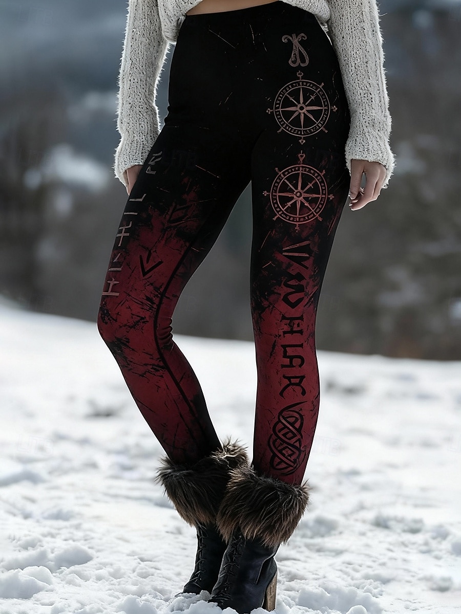 Pentru femei Jambiere Colanți confortabili Vacanță Epocă Stilul etnic Lungime totală Talie Înaltă Grafic Imprimare Comfortabil Strech Casual Zilnic În aer liber Roșu Vin Primăvară Toamnă Iarnă Slim 2026 - $22.99 –P1