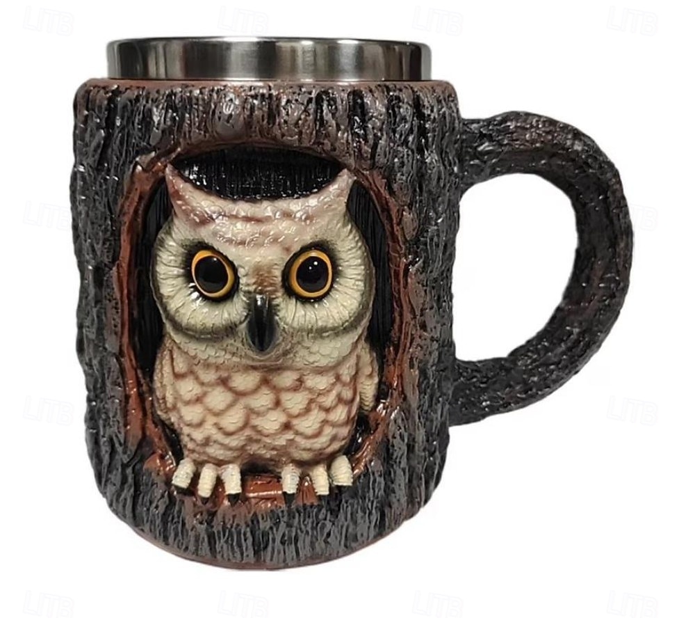 Кружка ручной работы с изображением енота, кофейная чашка из смолы с 3D-животным, креативная кружка с дизайном пня из лесного дерева, подарочная чашка с милым лесным енотом для домашнего офиса, 2026 - $25.99 –P7