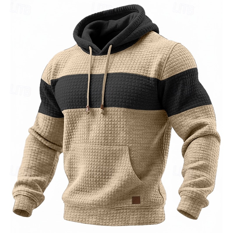 Homens Moletom Moletons Waffle Estacionar Preto Verde Tropa Azul Marinha Cáqui Cinza Claro Com Capuz Tecido Patchwork Bloco de cor bolso canguru Casual Diário Desportos e Ar livre Poliéster Roupa de de 2026 por $28.99 –P6