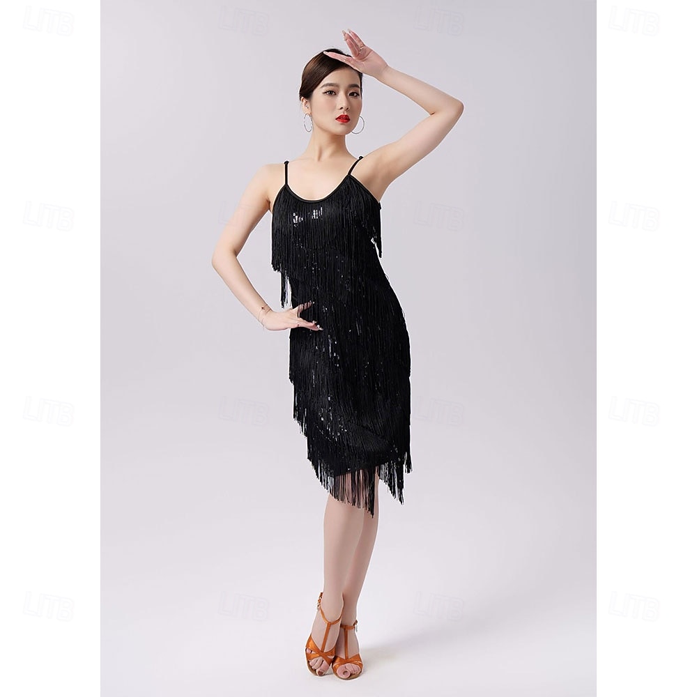 Samba Dancewear Ženské salsa latinské taneční šaty se třásněmi a flitry kostým pro ballroom tanec na karneval 2026 - $50.99 –P10