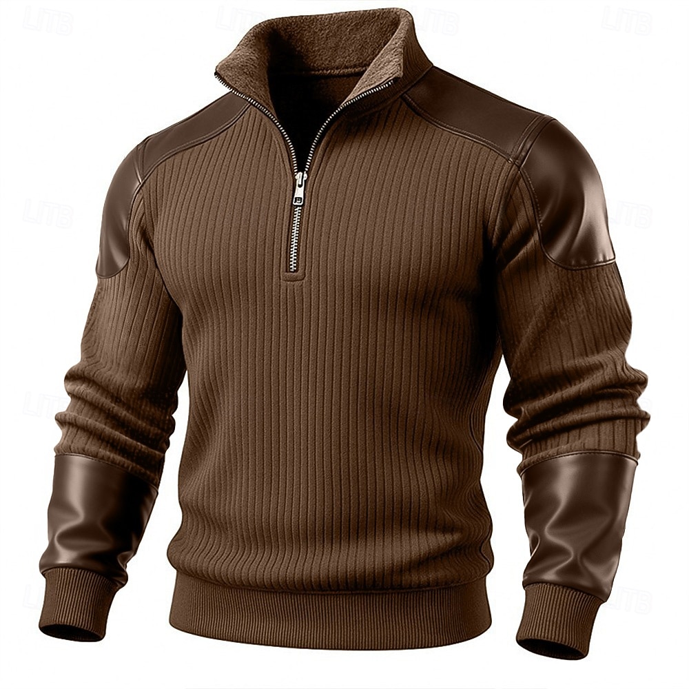 Ανδρικά Πουλόβερ Κάνε στην άκρη Φούτερ με φερμουάρ Ριμπ πλεκτό Καφέ Όρθιος γιακάς Σκέτο Κουμπώσου Κουρελού Μπλοκ χρωμάτων Αθλήματα & Ύπαιθρος Causal Καθημερινά Κομψό στυλ street 2026 - $34.99 –P1