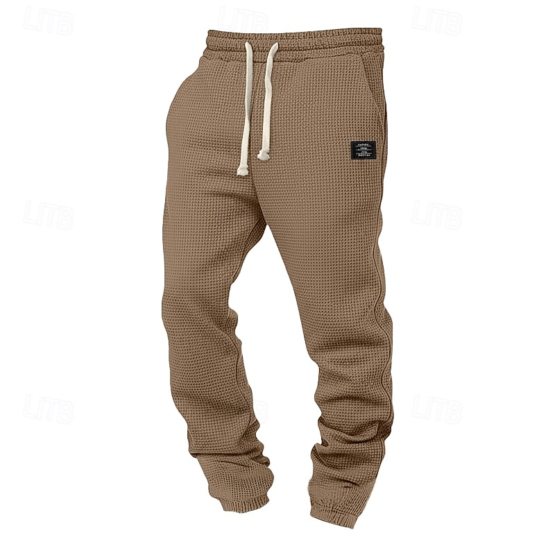 Men's Waffle Sweatpants Joggers Trousers Casual Pants Drawstring Elastic Cuff Solid Color Comfort Full Length Daily Outdoor Streetwear Vacation Fashion Black White Micro-elastic 2026 - $22.99 –P6