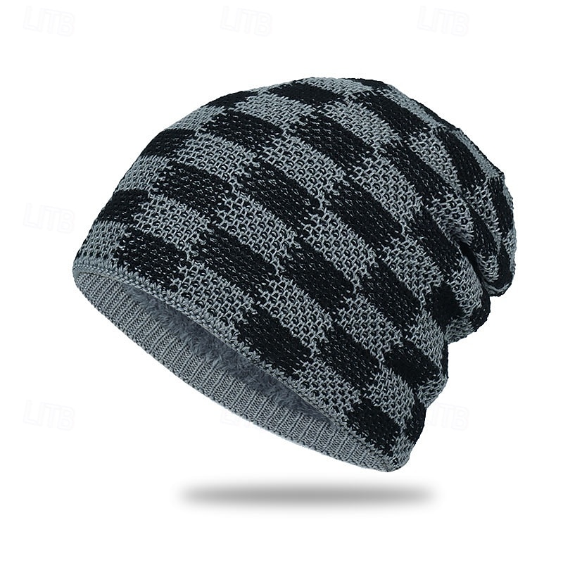 Pánské Unisex Čepice Beanie Zimní čepice Kulichy Pletená čepice Zimní čepice Beanie Černá Khaki Polyester Pletený Prodyšné Útulný Denní nošení Jdeme ven Pléd Větruvzdorné Teplý 2026 - $8.49 –P5