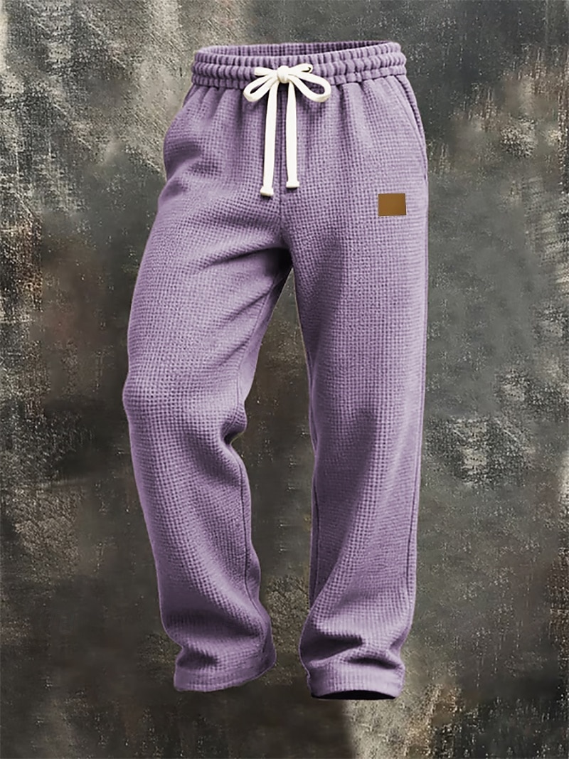 Homens Calças Esportivas Calças Calça Waffle Com Cordão Bolsos Cintura elástica Tecido Conforto Diário Esportes Moda Casual Marron Escuro Preto Micro-Elástica de 2026 por $22.99 –P12