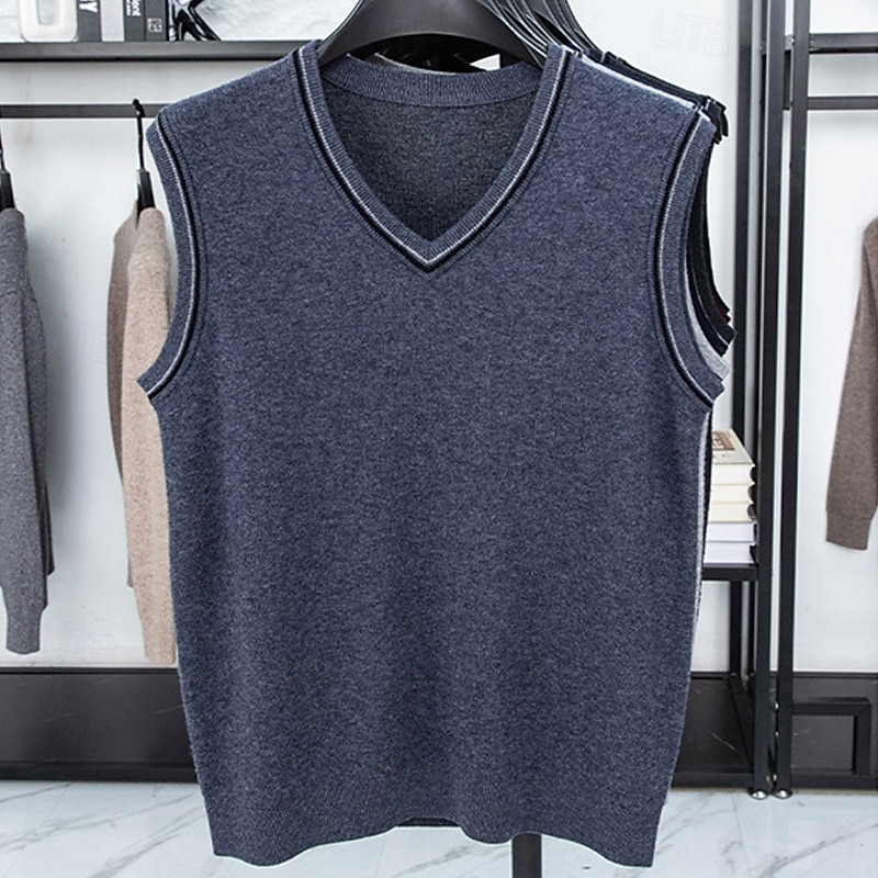 Herren Pullunder Kleid Pullover Pullover Weste Strickpullover Gerippt Stricken Normale Oberteile Gestrickt Einfach V Ausschnitt Mode Lässig Urlaub Alltagskleidung Bekleidung Herbst Winter Schwarz Rote 2026 - $25.99 –P4