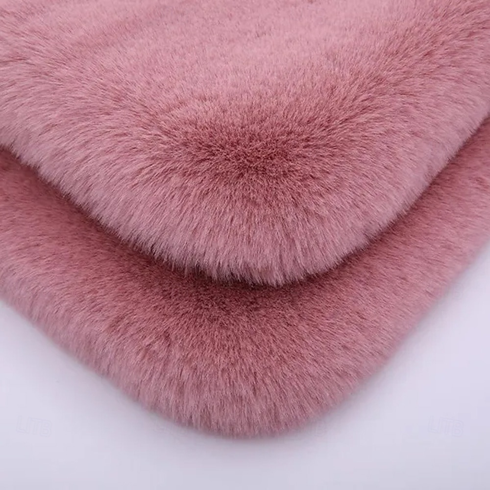 Подушка на сиденье автомобиля из разноцветного плюша с мехом кролика, теплая, зимняя, квадратная, из толстой шерсти, для водителя или второго пилота, универсальный чехол 2026 - $22.99 –P3