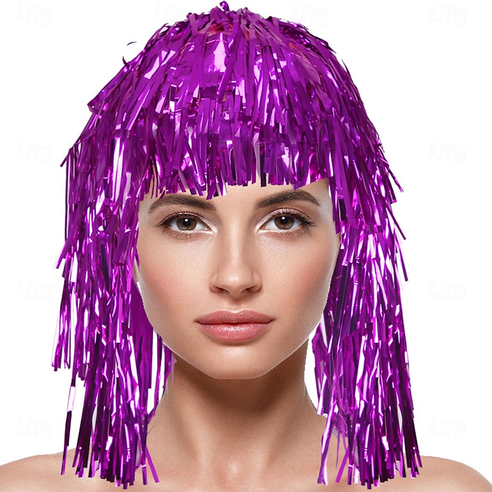 Peluca de carnaval 2026 Rubio Rosa Rojo Rizado Media Peluca sintética para festival Carnaval Desfile Cabello para disfraz de cosplay para Mujer 2026 - $5.52 –P5
